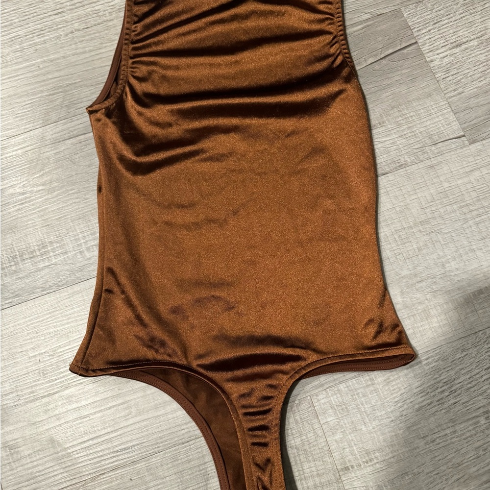 Brown Satin Bodysuit